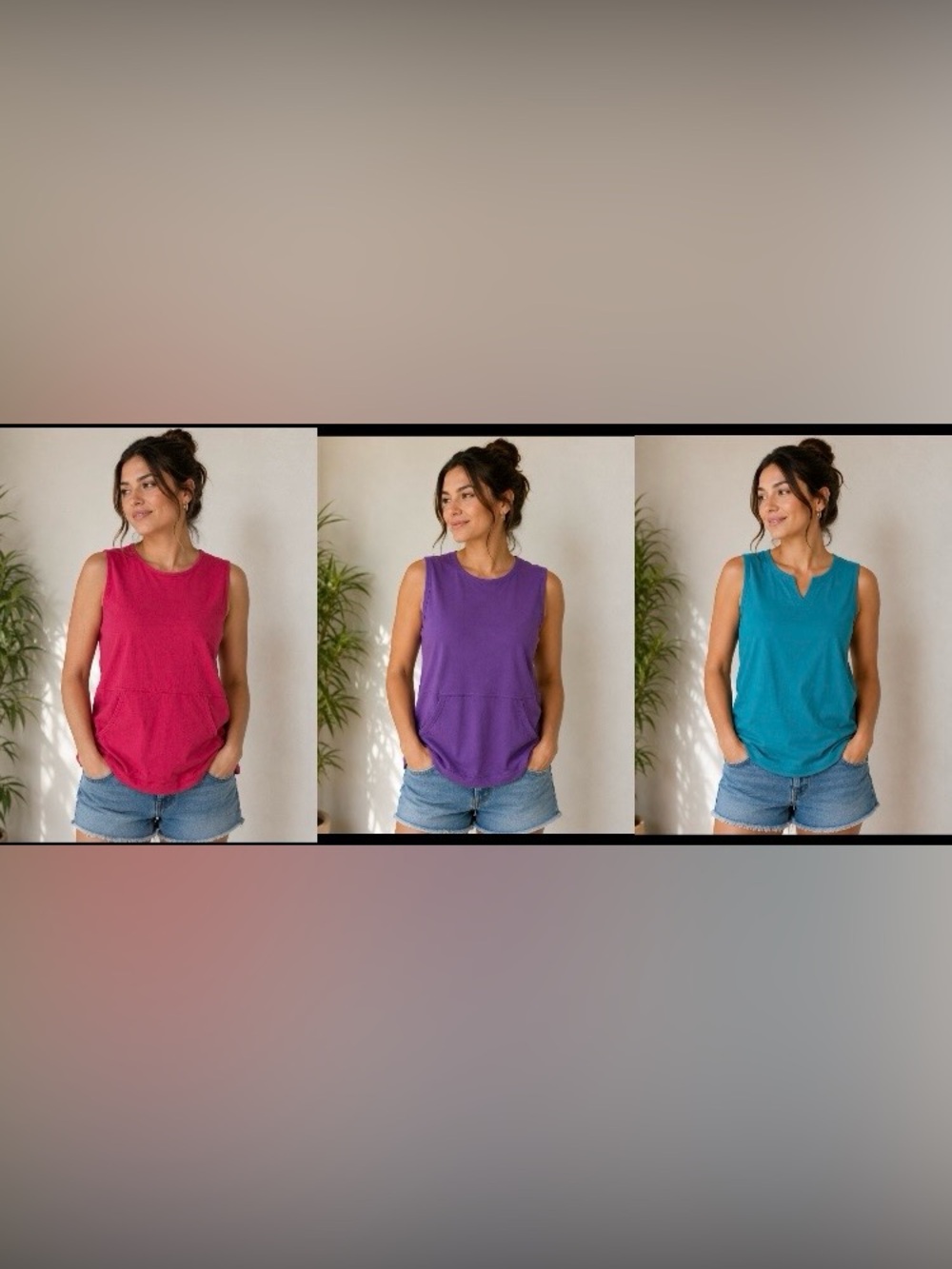 Whitefish Bay Sleeveless Tank Top Pink Purple Teal Lot of 3 Women’s Medium 100%